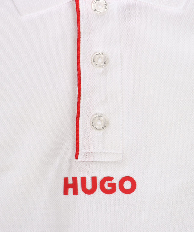 Hugo Kids Logo Print Polo - White