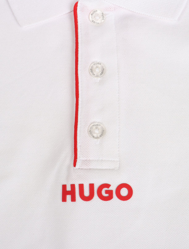 Hugo Kids Logo Print Polo - White