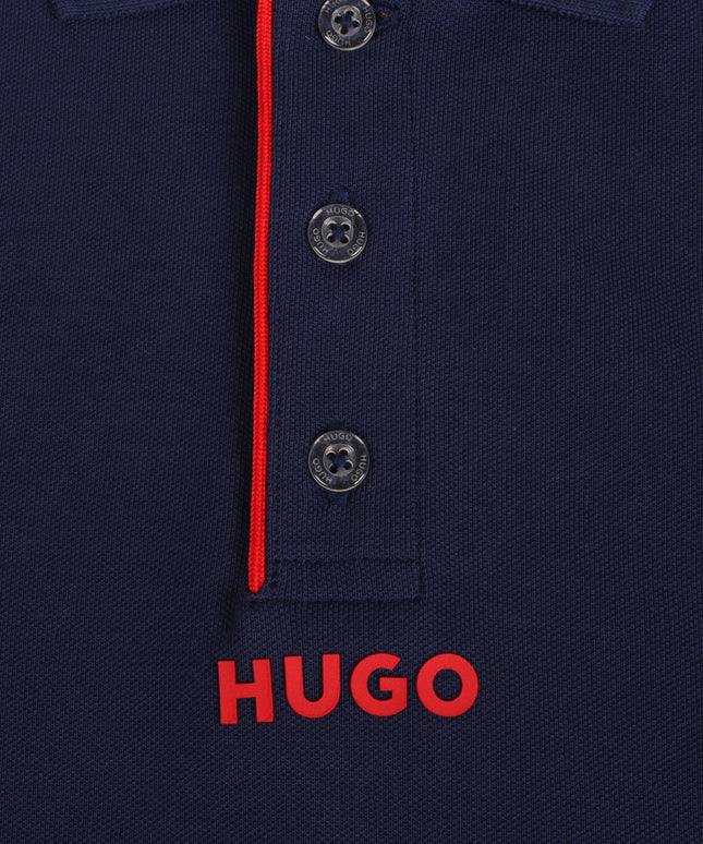 Hugo Kids Logo Print Polo - Navy