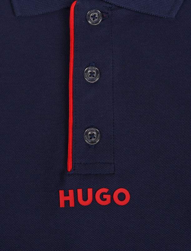 Hugo Kids Logo Print Polo - Navy