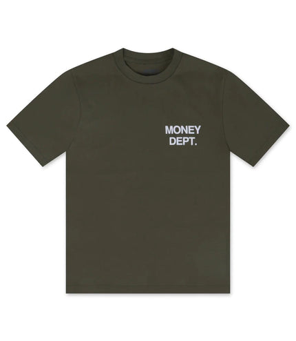 MONEY DEPT. LOS ANGELES HEAVYWEIGHT TEE - OLIVE/WHITE MONEY DEPT