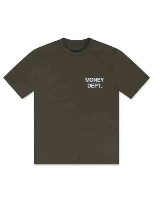 MONEY DEPT. LOS ANGELES HEAVYWEIGHT TEE - OLIVE/WHITE MONEY DEPT