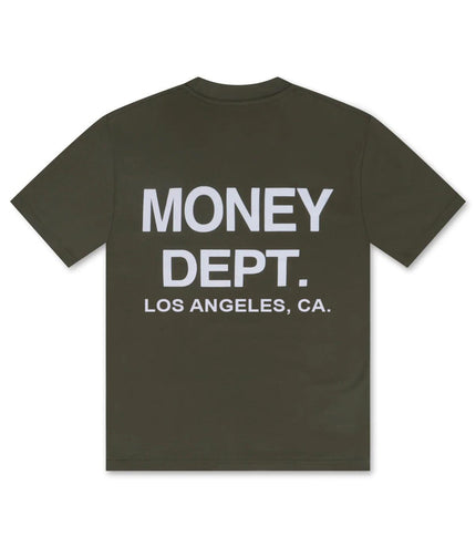 MONEY DEPT. LOS ANGELES HEAVYWEIGHT TEE - OLIVE/WHITE MONEY DEPT