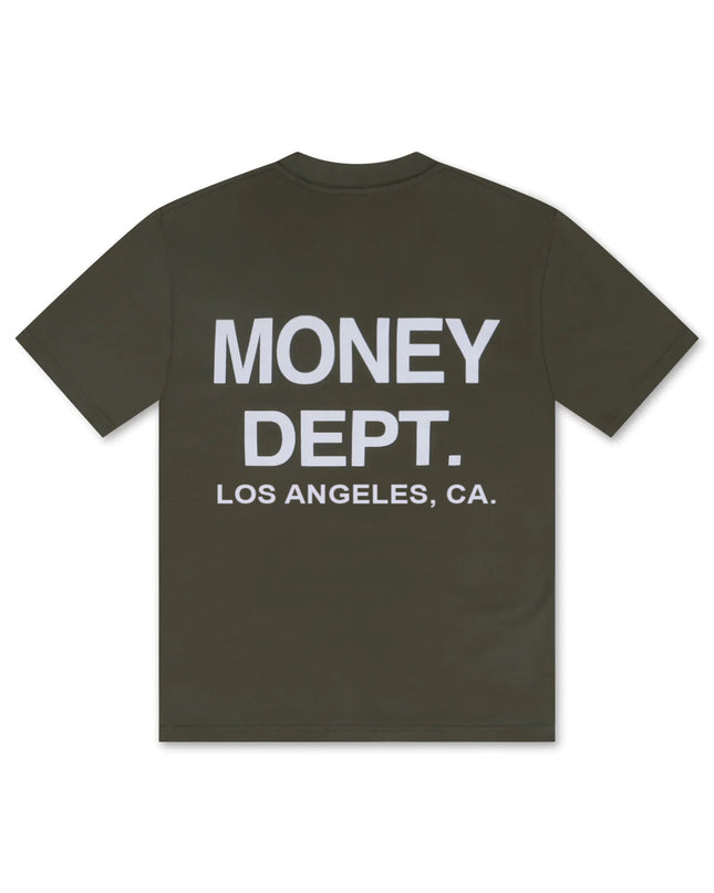 MONEY DEPT. LOS ANGELES HEAVYWEIGHT TEE - OLIVE/WHITE