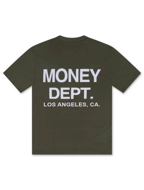 MONEY DEPT. LOS ANGELES HEAVYWEIGHT TEE - OLIVE/WHITE MONEY DEPT