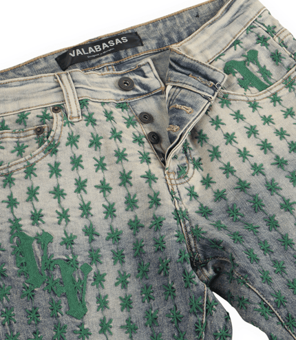 Valabasas Asterisk Slim Fit Jean - Blue/Green - Denim Exchange 