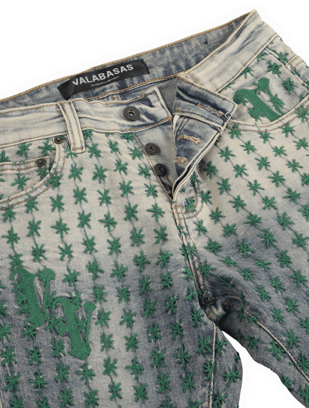 Valabasas Asterisk Slim Fit Jean - Blue/Green - Denim Exchange 