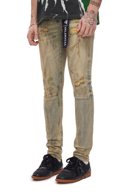 Valabasas Collage Skinny Denim Jean - Vintage Wash