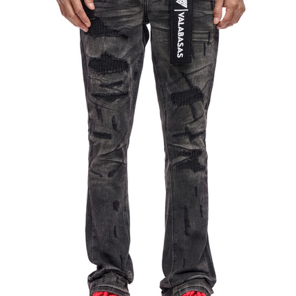Valabasas Graft Stacked Jean - Grey Washed