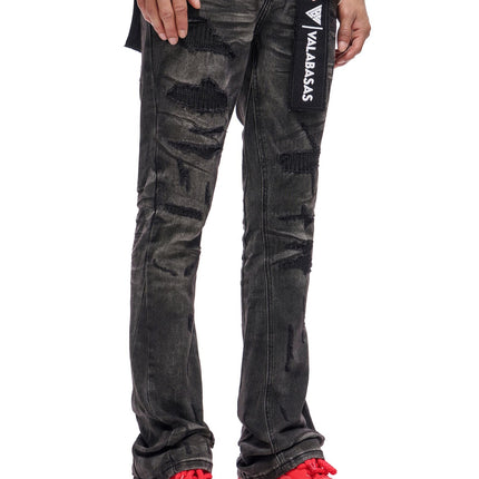 Valabasas Graft Stacked Jean - Grey Washed