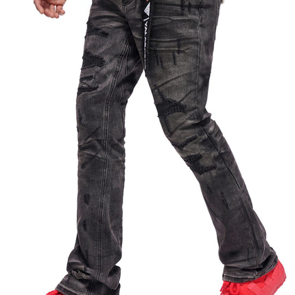 Valabasas Graft Stacked Jean - Grey Washed