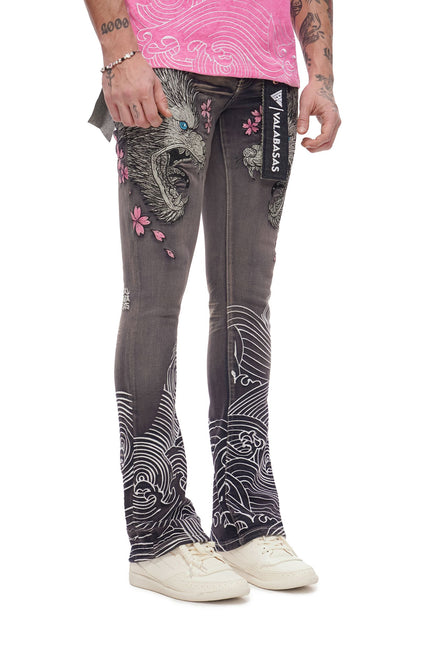 Valabasas Tenka Stacked Denim Jean - Grey Wash