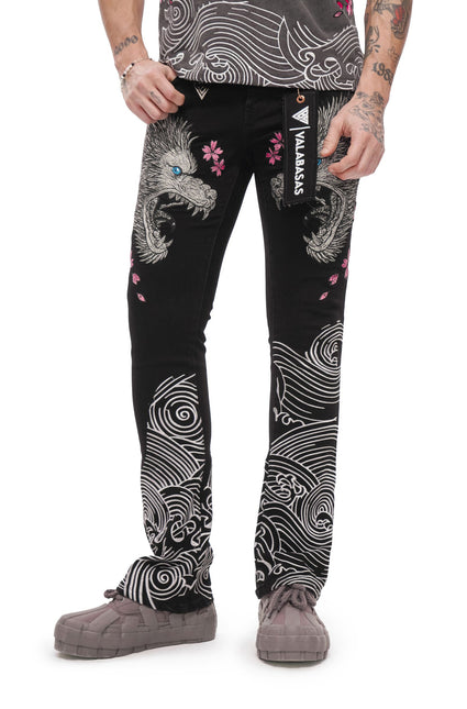 Valabasas Tenka Stacked Denim Jean - Jet Black