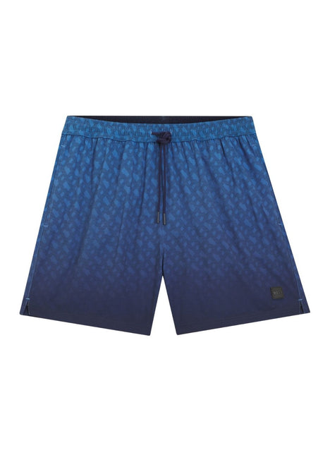 Boss Vale Monogram Print Shorts - Blue