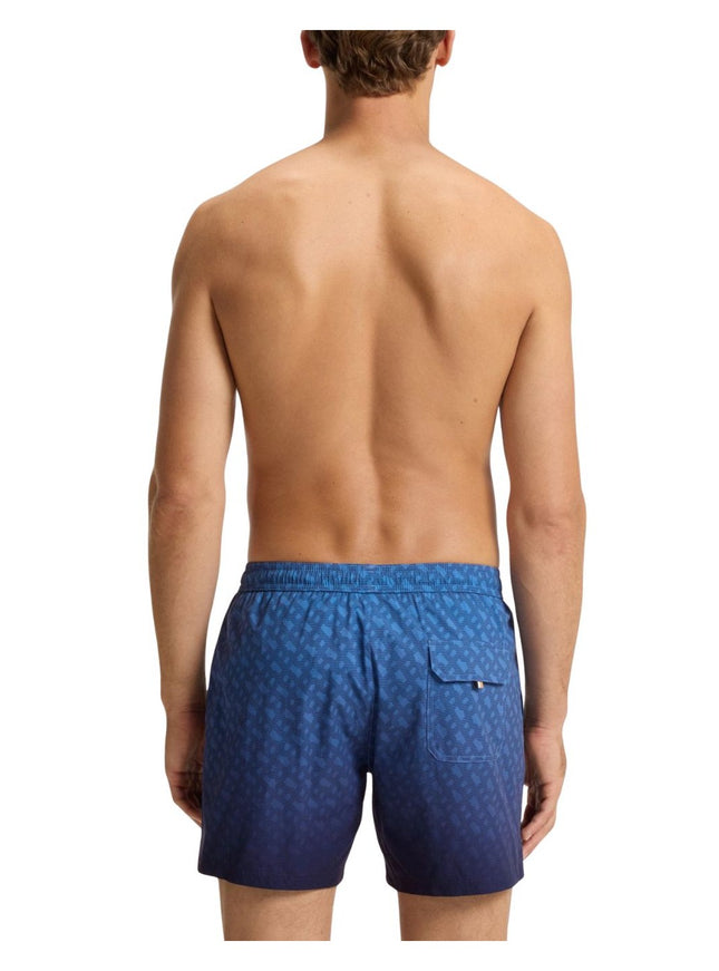 Boss Vale Monogram Print Shorts - Blue