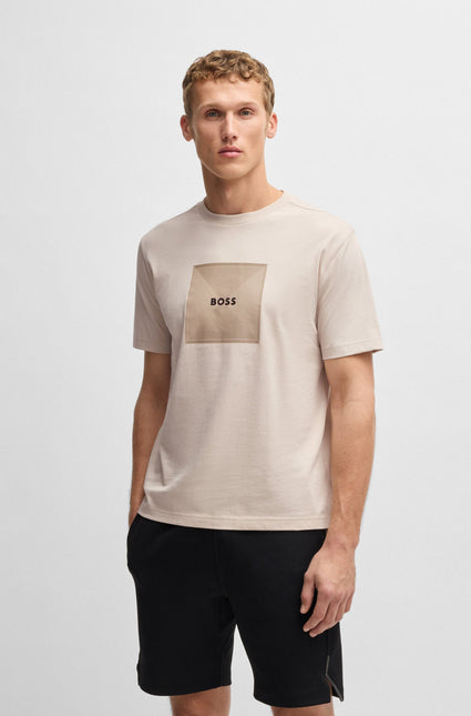 Boss Logo Rib Tee - Beige