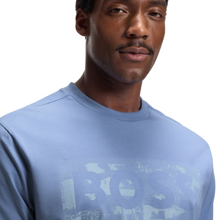 Boss Green Globe Logo Tee - Light Blue