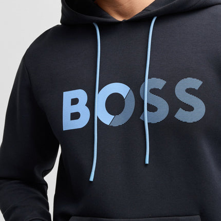 Boss Soody Tape Logo Hoodie - Navy - denim exchange
