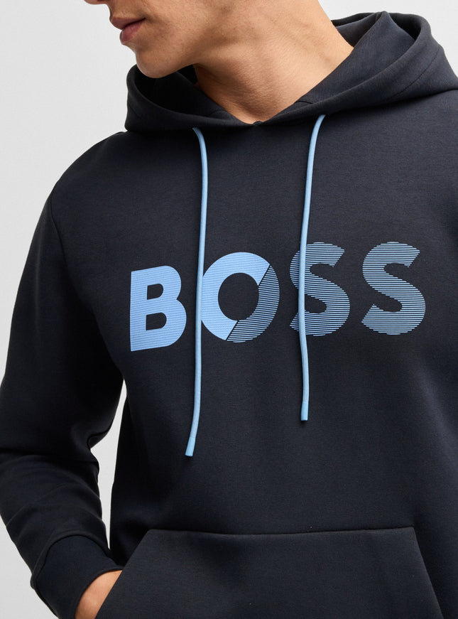Boss Soody Tape Logo Hoodie - Navy - denim exchange