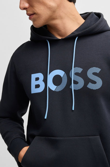 Boss Soody Tape Logo Hoodie - Navy - denim exchange