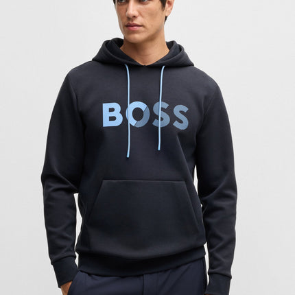Boss Soody Tape Logo Hoodie - Navy - denim exchange