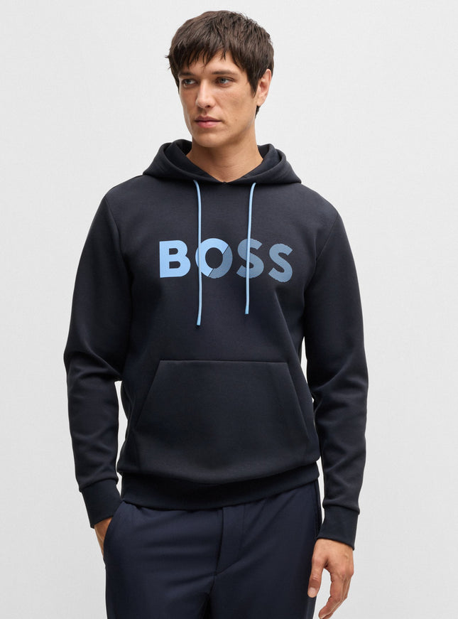 Boss Soody Tape Logo Hoodie - Navy - denim exchange