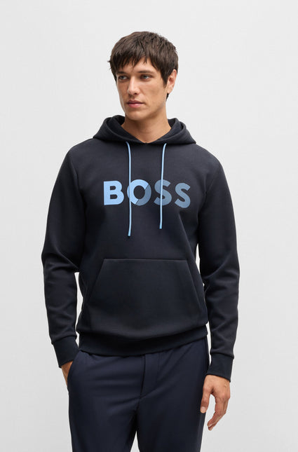Boss Soody Tape Logo Hoodie - Navy - denim exchange