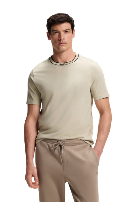 Boss Green Logo Crewneck Tee - Light Beige