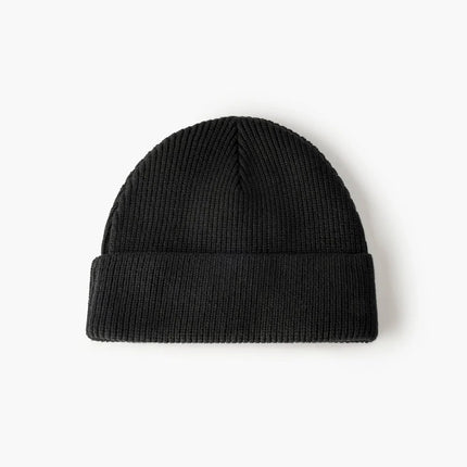 Valabasas Gemstone Beanie in solid black featuring a ribbed knit cotton texture and a classic cuffed brim design.
