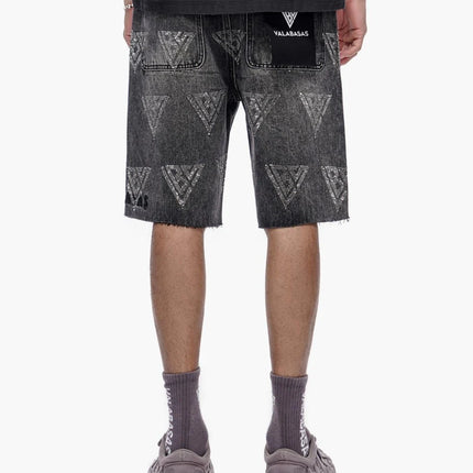 Valabasas Palace Rhinestone Shorts - Grey Wash