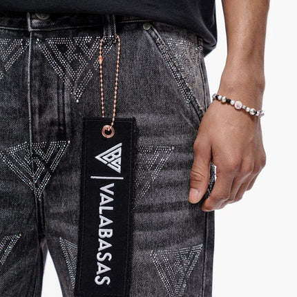 Valabasas Palace Rhinestone Shorts - Grey Wash