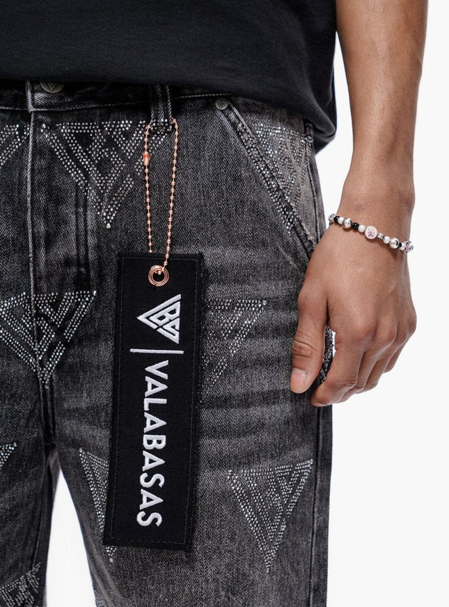 Valabasas Palace Rhinestone Shorts - Grey Wash