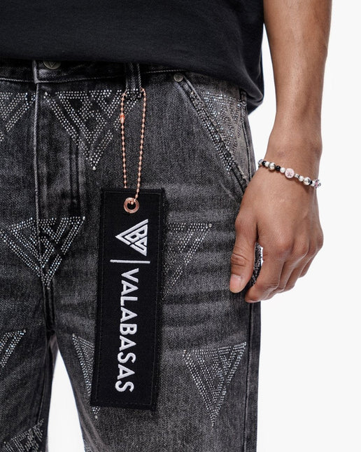 Valabasas Palace Rhinestone Shorts - Grey Wash