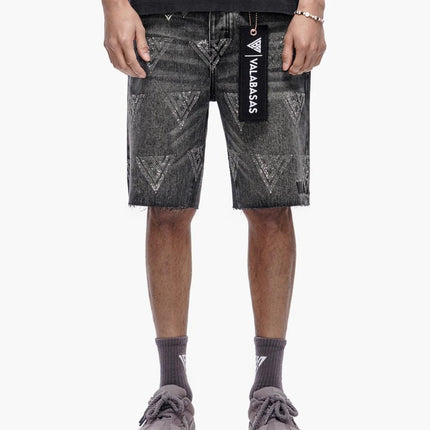 Valabasas Palace Rhinestone Shorts - Grey Wash