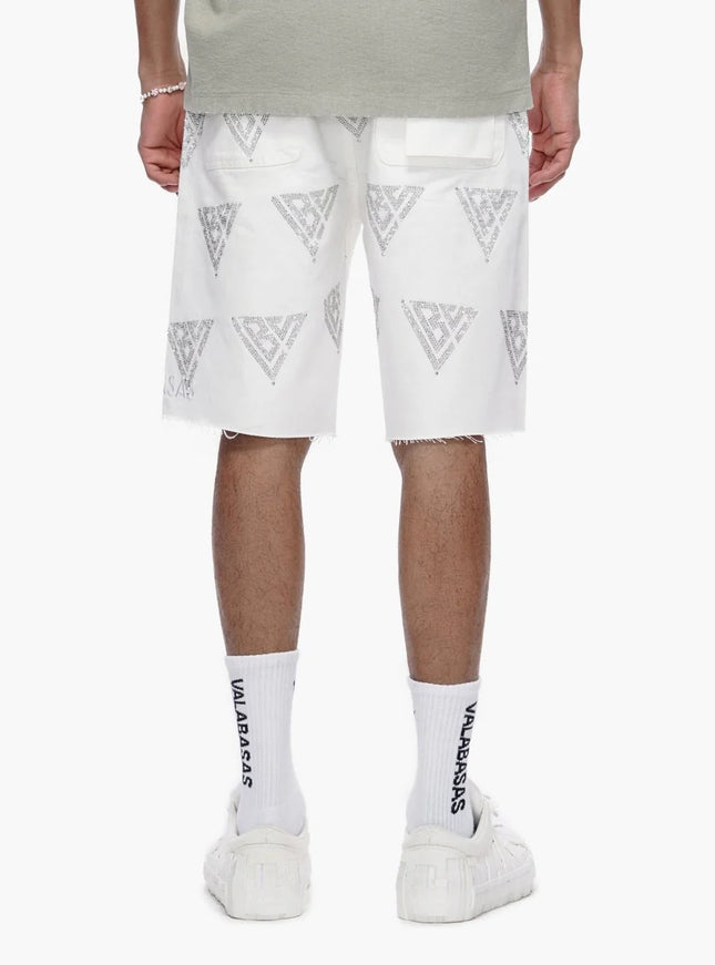 Valabasas Palace Rhinestone Shorts - White