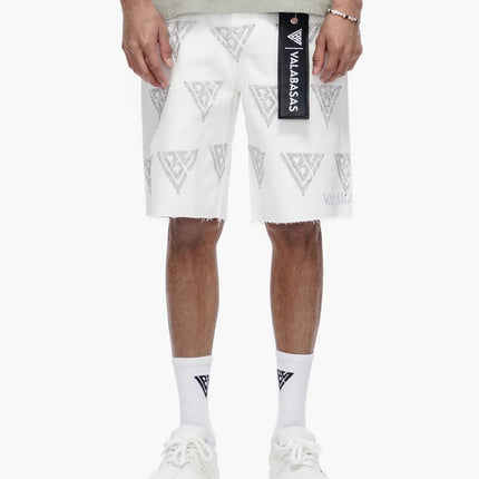 Valabasas Palace Rhinestone Shorts - White