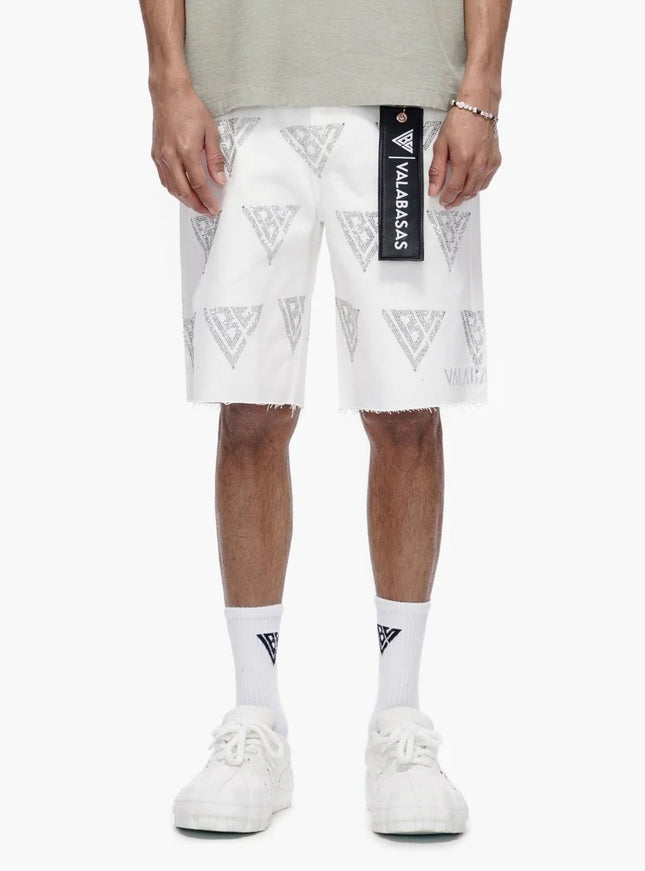 Valabasas Palace Rhinestone Shorts - White